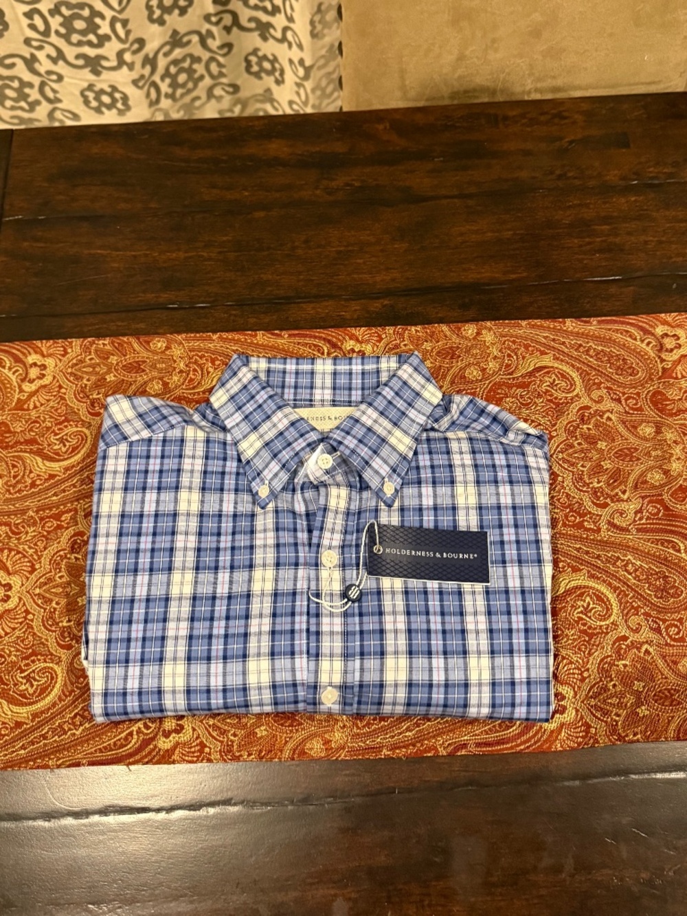 Holderness & Bourne Men's Large Aberdeen Blue The Andrews Shirt MSRP $165